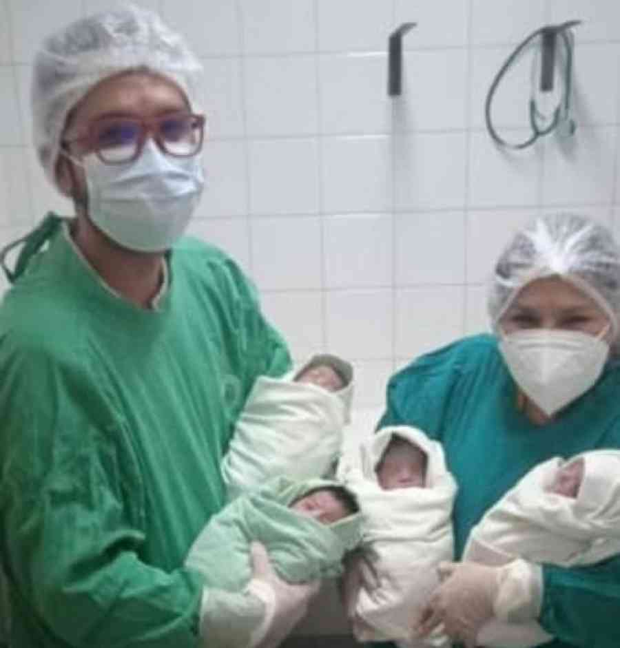 ¡Una bendición cuádruple!, nacen cuatrillizos en Tarija y sus padres solicitan el apoyo de la población