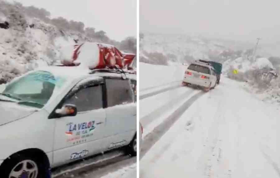 Se reporta inusual nevada en la carretera Tarija-Bermejo