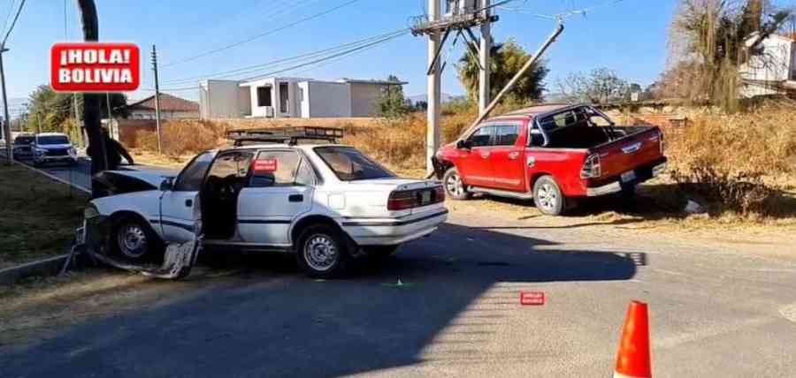 Una persona resulta herida tras colisión seguida de choque a objeto fijo en Tarija