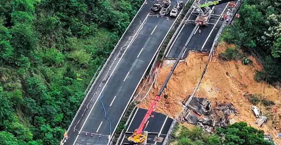 Carretera colapsa en China y se reportan 24 muertos
