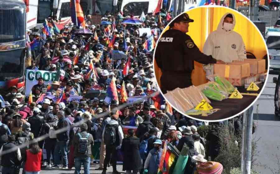 Evistas marchan y la Policía secuestra gran cantidad de explosivos